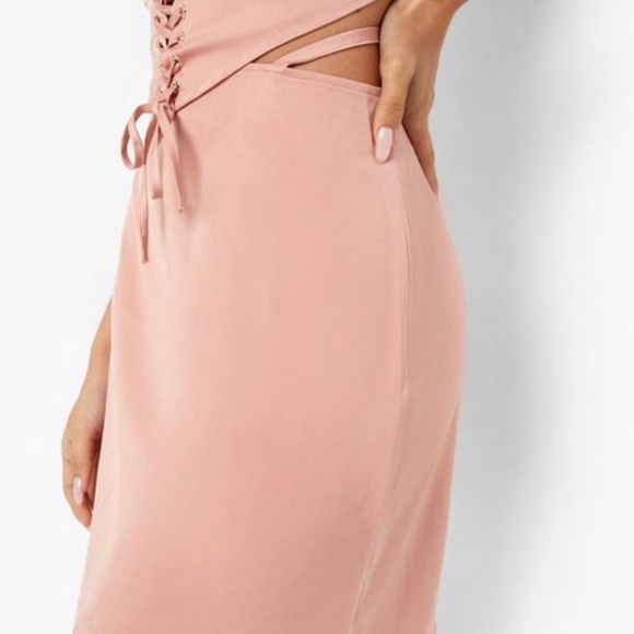 Boohoo Matte Satin Strappy Mini Skirt - Picture 2 of 3